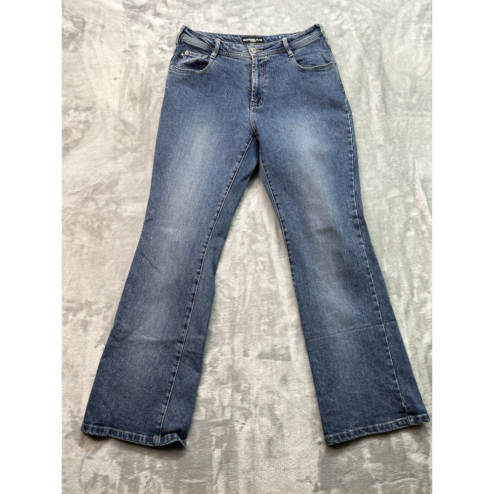 Express Womens Sz 11/12 Blue Jeans BootCut Stretch Mid Rise Cowgirl Western Pant